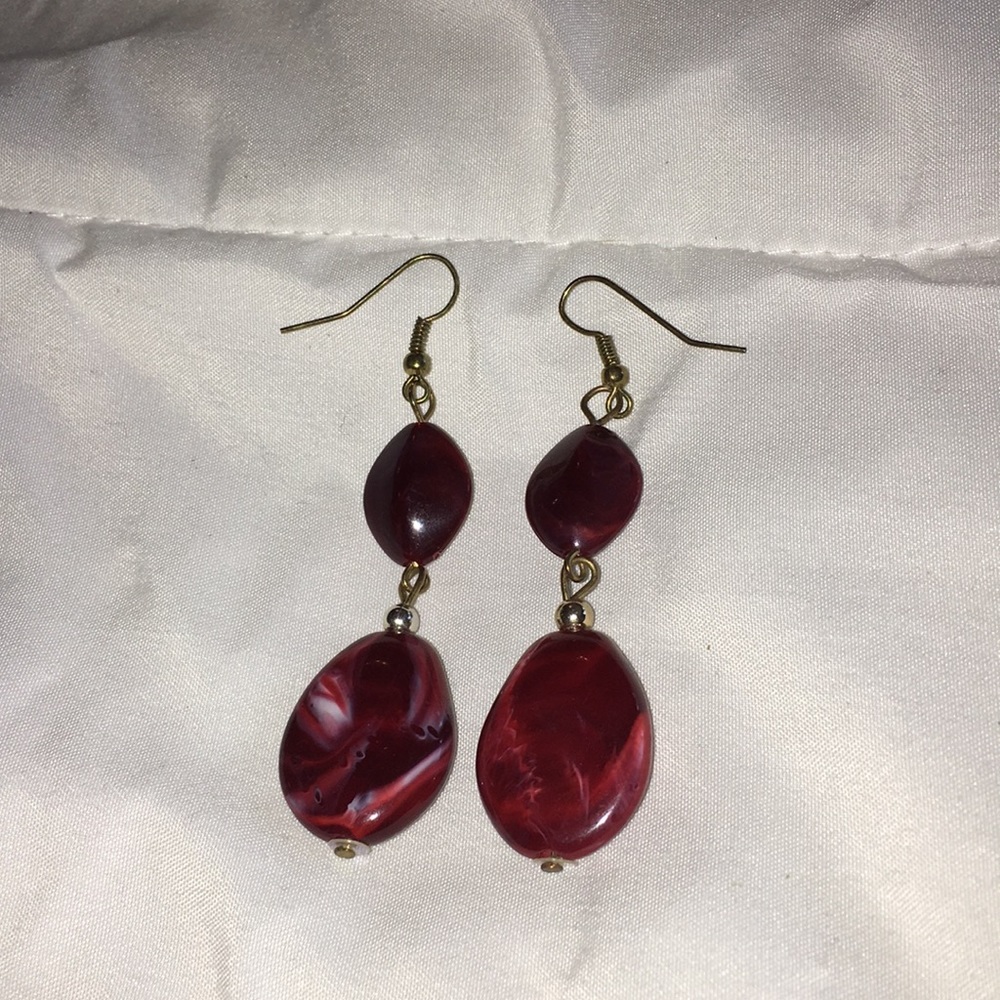 Red dangle earrings
